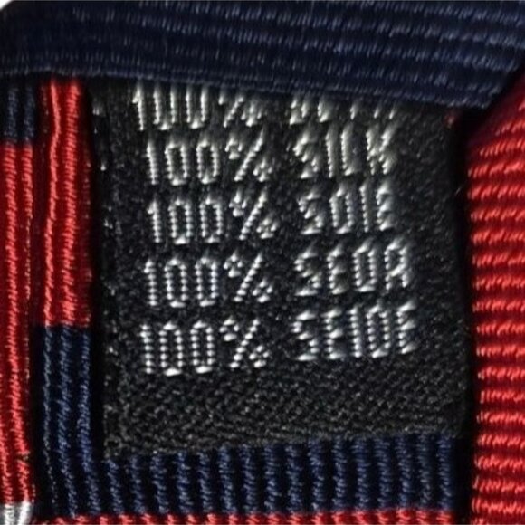 G.H. Bass & Co. Red & Navy Striped 100% Silk Repp Tie - Picture 5 of 6